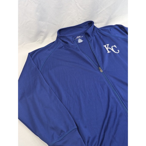 Kansas City Royals Majestic Long Sleeve Full Zip Shirt 2XL Therma Base Royal - Picture 2 of 8